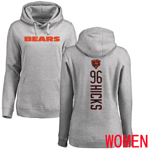 Chicago Bears Ash Women Akiem Hicks Backer NFL Football 96 Pullover Hoodie Sweatshirts